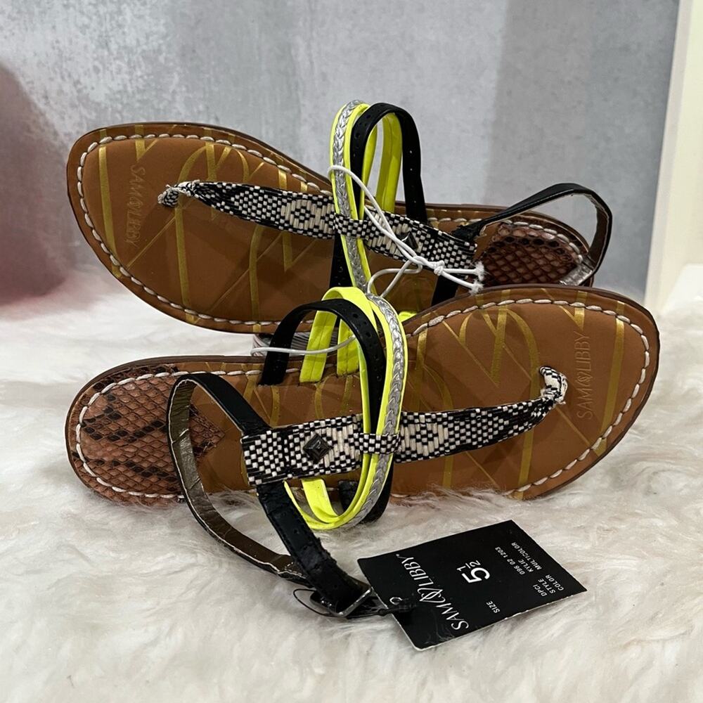NEW Sam & Libby Kylie Multicolor Stud Strap Ankle Wrap Flat Thong Sandal 5.5 NWT